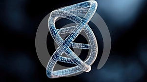 3D Abstract Digital Spiral Structure with Binary Code and Blue Background for Technology and Innovation