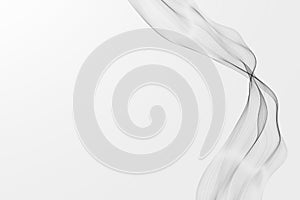 3d Abstract dynamic white wave black background. 3D rendering