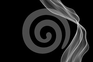 3d Abstract dynamic white wave black background. 3D rendering