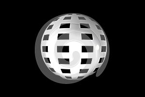 3d abstract figure sphere white grid texture