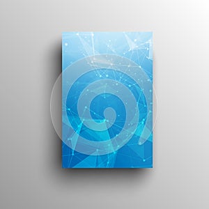 3D Abstract low poly blue bright technology vector