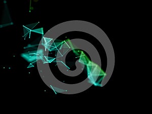 3D abstract modern tech design with low poly connecting lines and dots