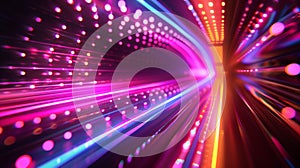 3D Abstract Modern Technology Background with neon and glow backlights. photo