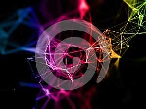 3D abstract network communications background with low poly design