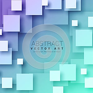 3d abstract squares background in blue color photo