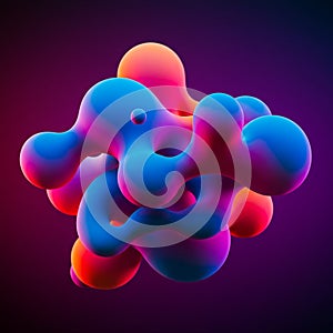 A 3D abstract structure composed of interconnected, smooth, blob-like shapes