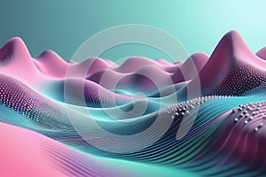 3D Abstract Waves, Big data visualization, Pulsating And Floating Waves, Technology Background, Cyber Background