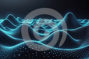 3D Abstract Waves, Big data visualization, Pulsating And Floating Waves, Technology Background, Cyber Background