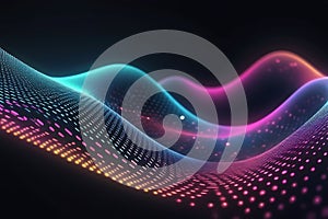 3D Abstract Waves, Big data visualization, Pulsating And Floating Waves, Technology Background, Cyber Background