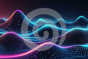 3D Abstract Waves, Big data visualization, Pulsating And Floating Waves, Technology Background, Cyber Background