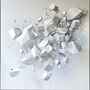 3D Abstract White Geometric Forms