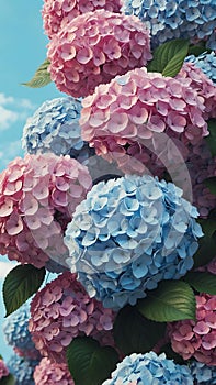 3d aesthetic image of summer with hydrangeas for wallp ai generated