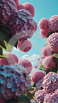 3d aesthetic image of summer with hydrangeas for wallp ai generated