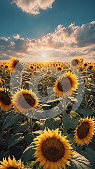 3d aesthetic image of summer with sunflowers for wallp ai generated