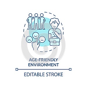 2D age friendly environment blue icon concept