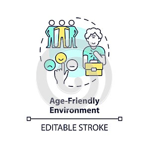 2D age friendly environment line icon concept
