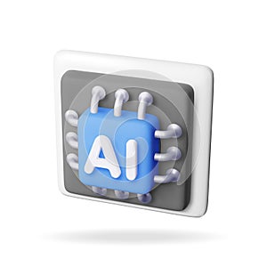 3d AI Chip isolated. Artificial intelligence
