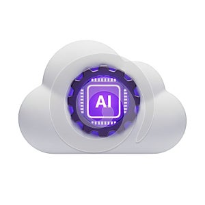 3d ai cloud computing concept featuring advanced microchip technology and digital intelligence transparent background