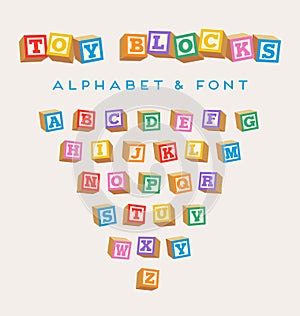 3D alphabet blocks, toy baby blocks font photo