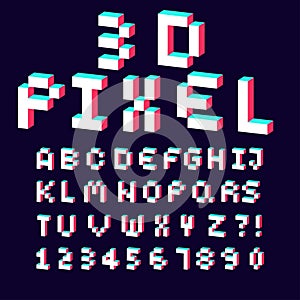 3d alphabet made of pixel design font