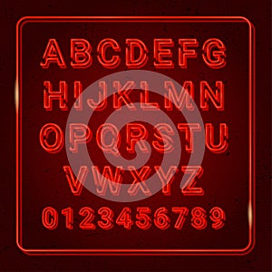 3d Alphabet with Neon Red effect for tittle or signs photo