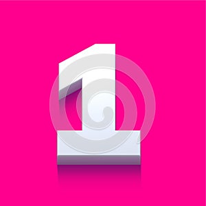 3d alphabet, set of golden numbers and symbol on pink background, 3d rendering, number one