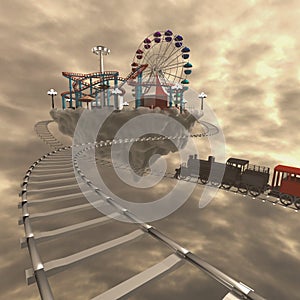 3d amusement park on clouds. photo