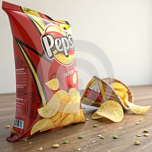 3D angled potato chips packaging design