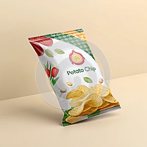 3D angled potato chips packaging design
