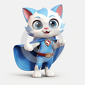 Charming Blue Cat Superhero: A Delightful Bryce 3d Illustration photo