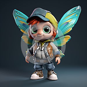 Super Cute 3d Cartoon Butterfly With Urban Style photo