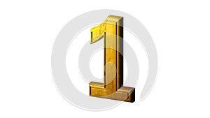 3d Antique numbers in gold isolated on white background