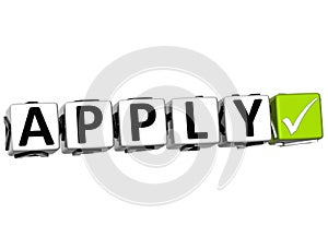 3D Apply Button Click Here Block Text