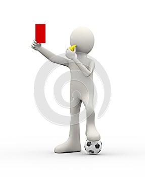 3d arbiter referee whistle showing red card photo