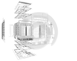 3D architecture abstract
