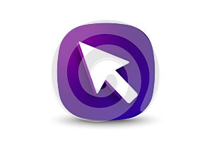 3d arrow pointer, mouse cursor icon. Click here arrow. Computer interface button. Vector