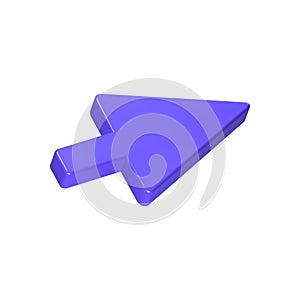 3d arrow pointer, mouse cursor icon. Computer interface render. Click here arrow