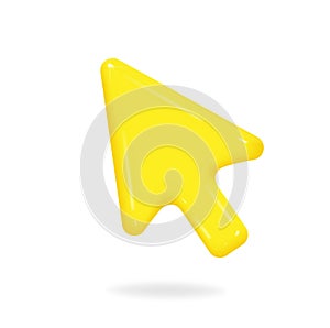 3d arrow pointer, mouse cursor icon. Computer interface render. Click here arrow. Computer mouse cursor. Web interface 3d click