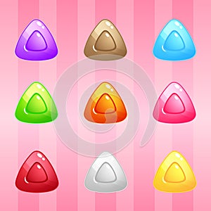 Triangle Candy Block Puzzle Colorful match 3 button glossy jelly.