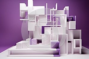 3d Asymmetric flexibility geometric lilack and white Architecture