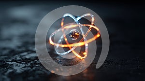 glowing atom energy science dark