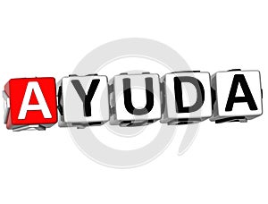 3D Ayuda Block Text on white background photo