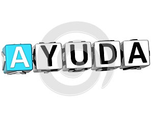 3D Ayuda Block Text on white background photo