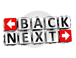 3D Back Next Button Click Here Block Text