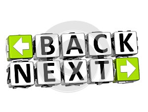 3D Back Next Button Click Here Block Text