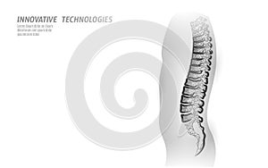 3D backbone low poly. Physical therapy manual osteopathic massage. Cure bone disease wellness health alternative photo
