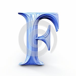 Ethereal 3d Letter F In Blue On White Background photo