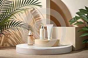 3D background with product podium and geometric platform