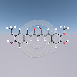 3d ball and stick model of curcumin