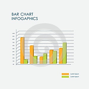 3D Bar Chart Infographics Elements Vector Flat Design, Sign, Icon Full Color